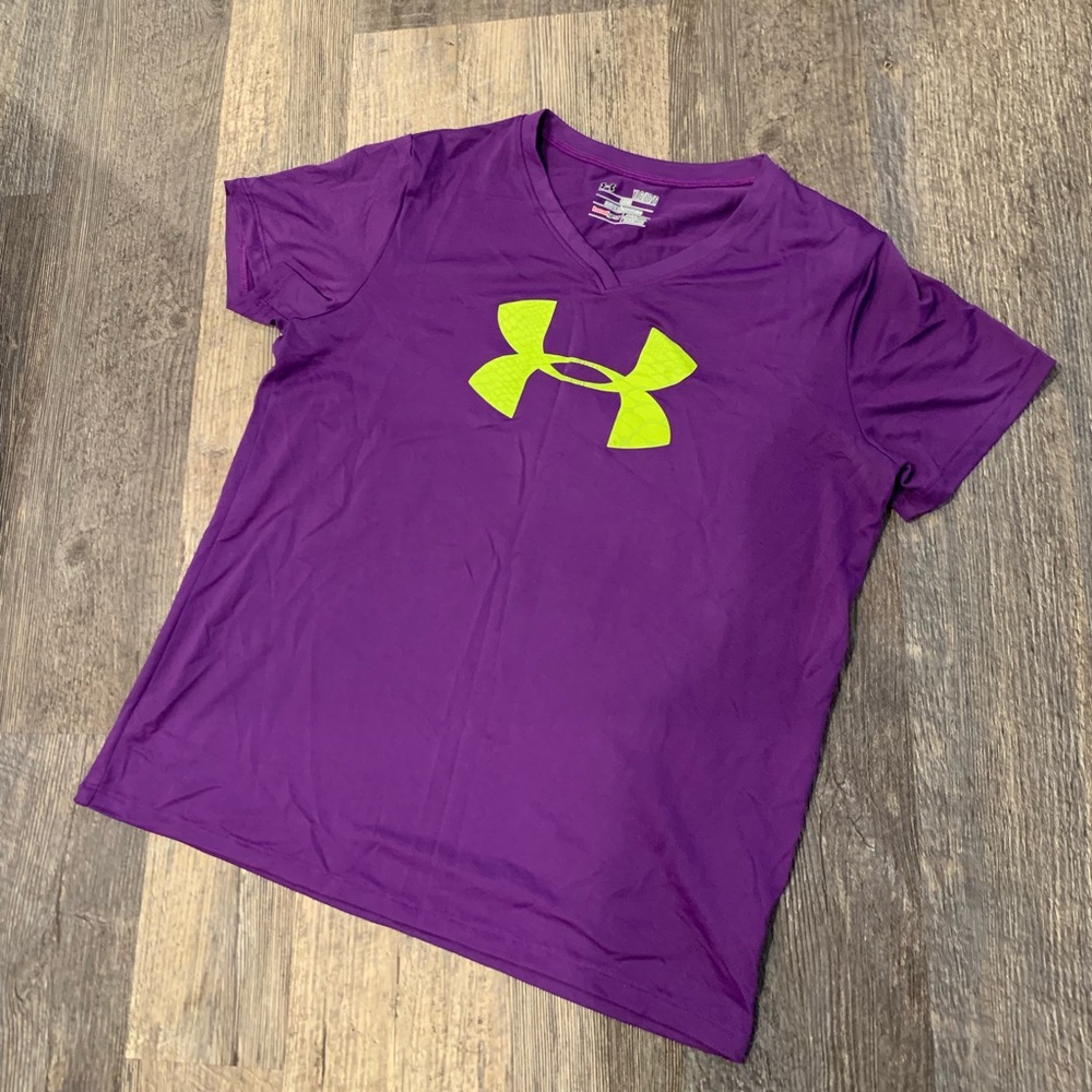 Under Armour Girls Heat Gear Dri-fit Athletic Shirt Short Sleeve Top